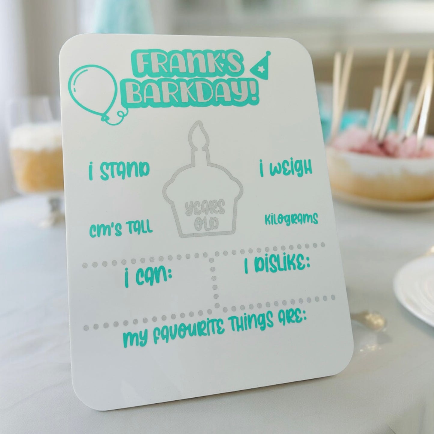 Reusable Personalised Pet Barkday / Gotcha Day Board