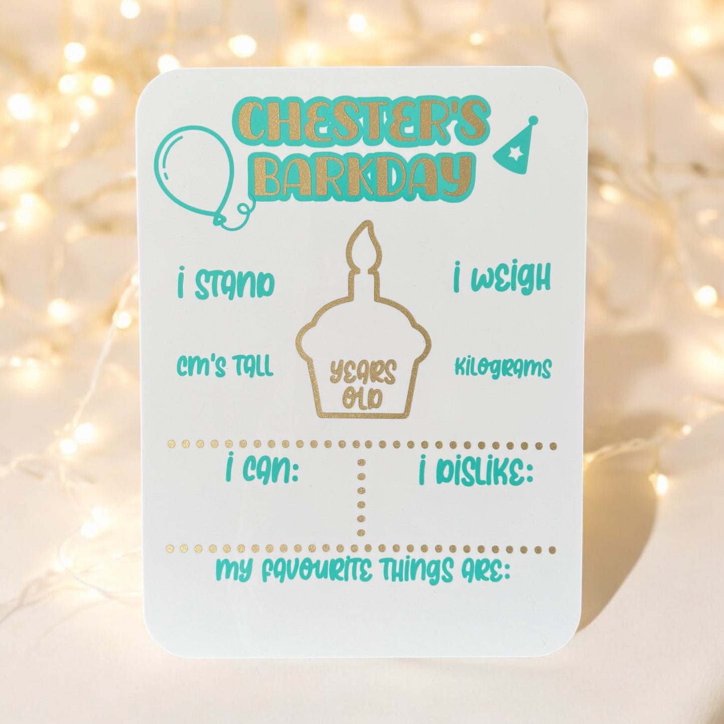 Reusable Personalised Pet Barkday / Gotcha Day Board