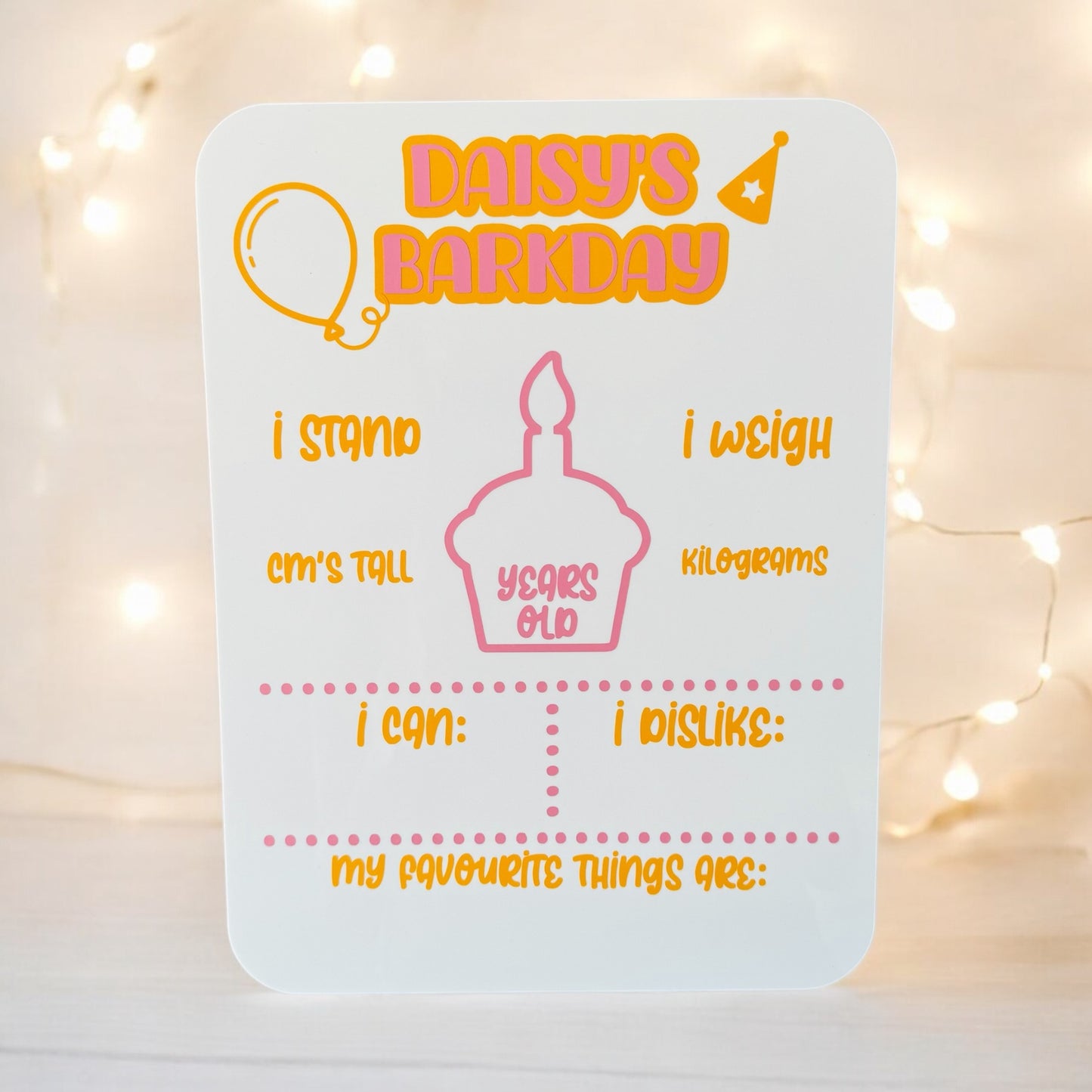 Reusable Personalised Pet Barkday / Gotcha Day Board
