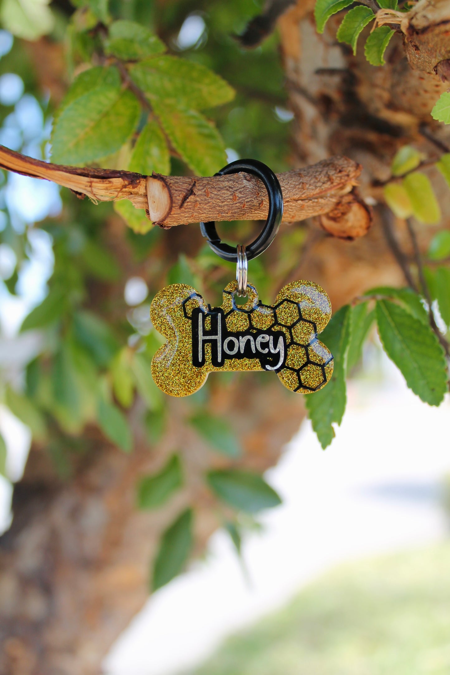 Honeycomb Glitz Bee Pet ID Tag