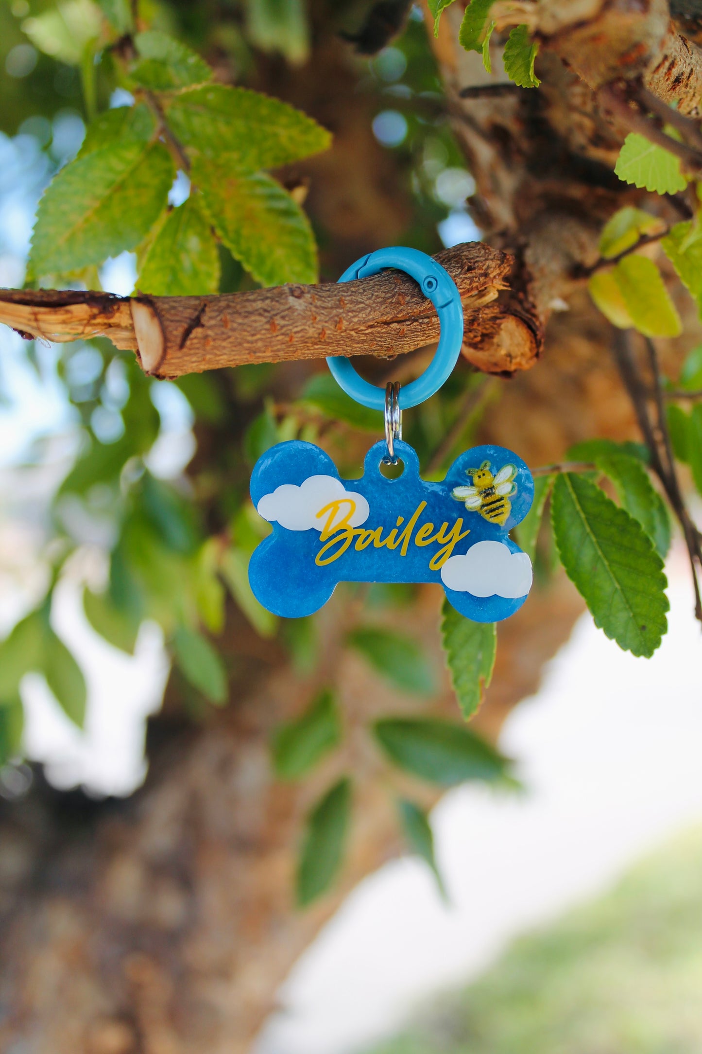 Blue Skies Bee Pet ID Tag