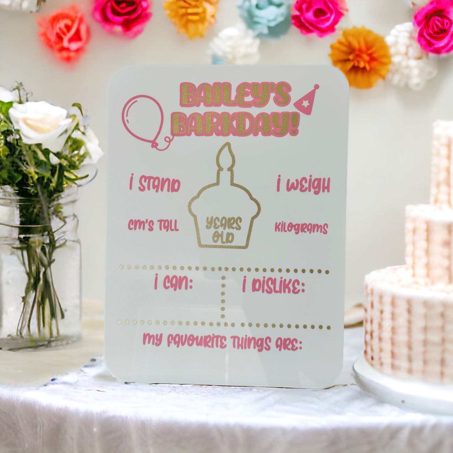 Reusable Personalised Pet Barkday / Gotcha Day Board