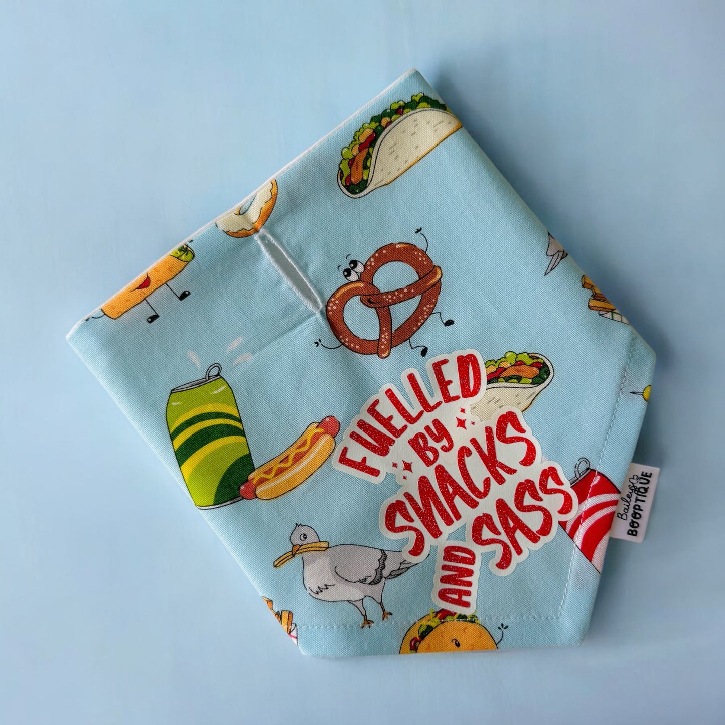 Fuelled By Snacks & Sass Customisable Bandana