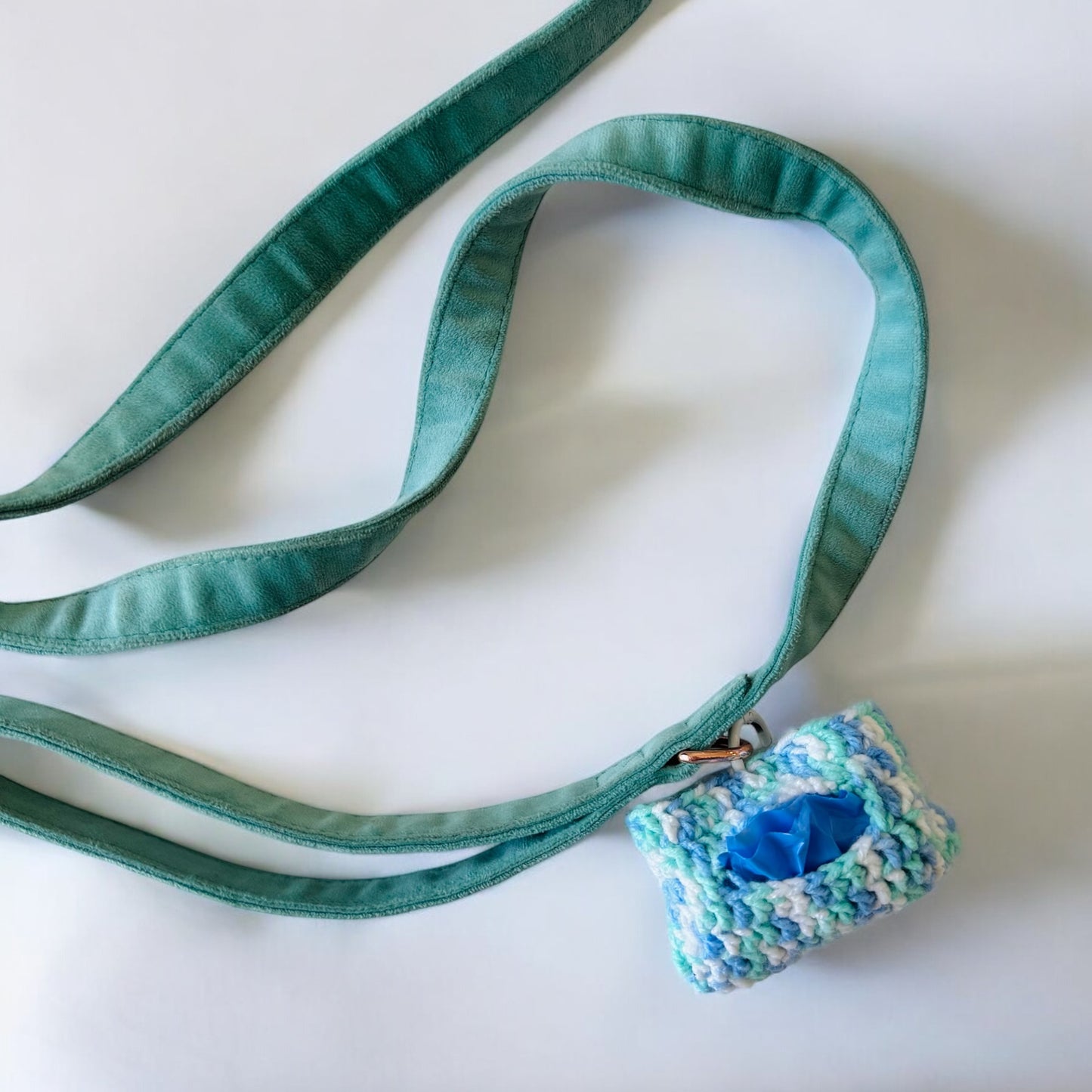 Kenzie's Crochet Poop Bag Holder: Blue Breeze