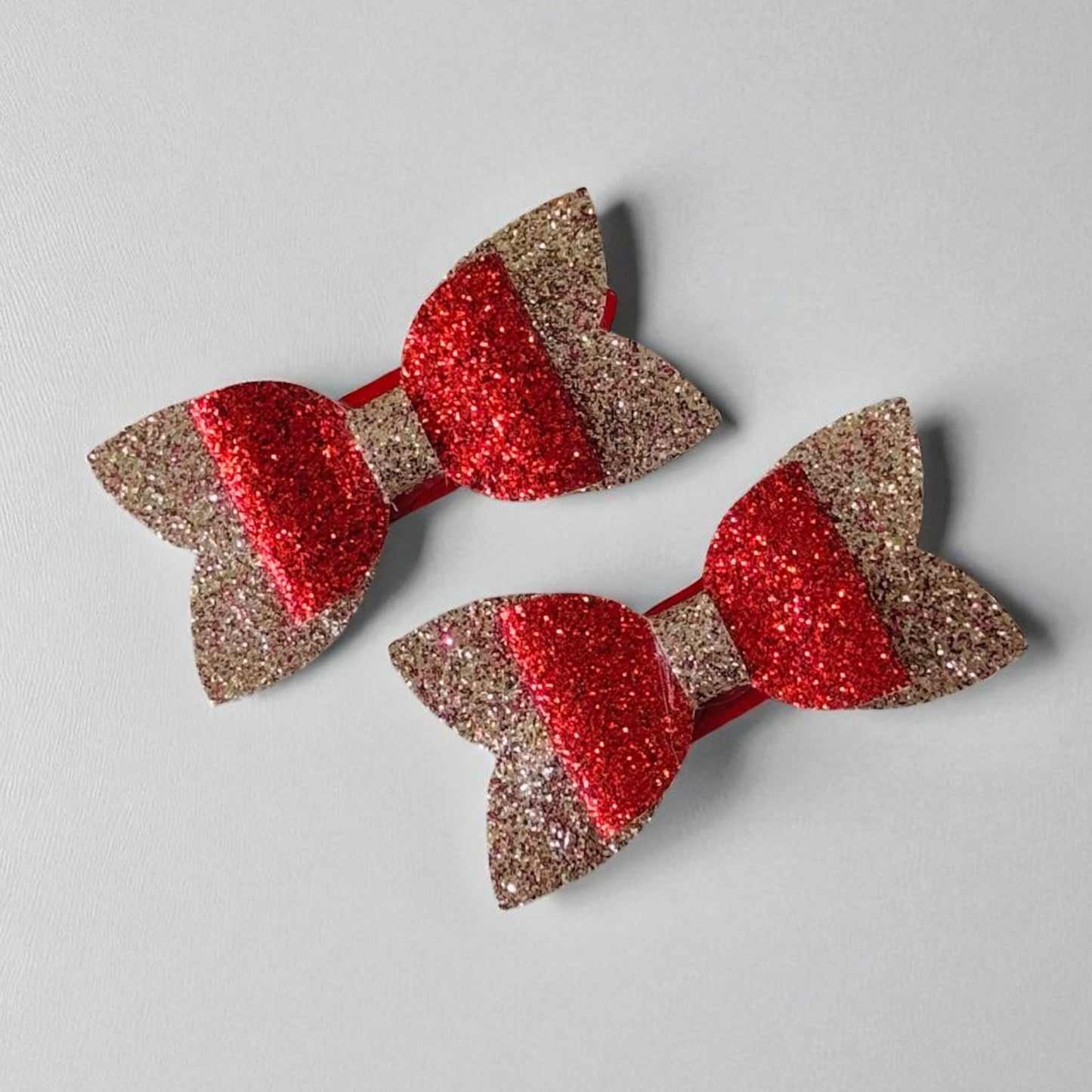 Red & Gold Glitz Mini Hair Bows
