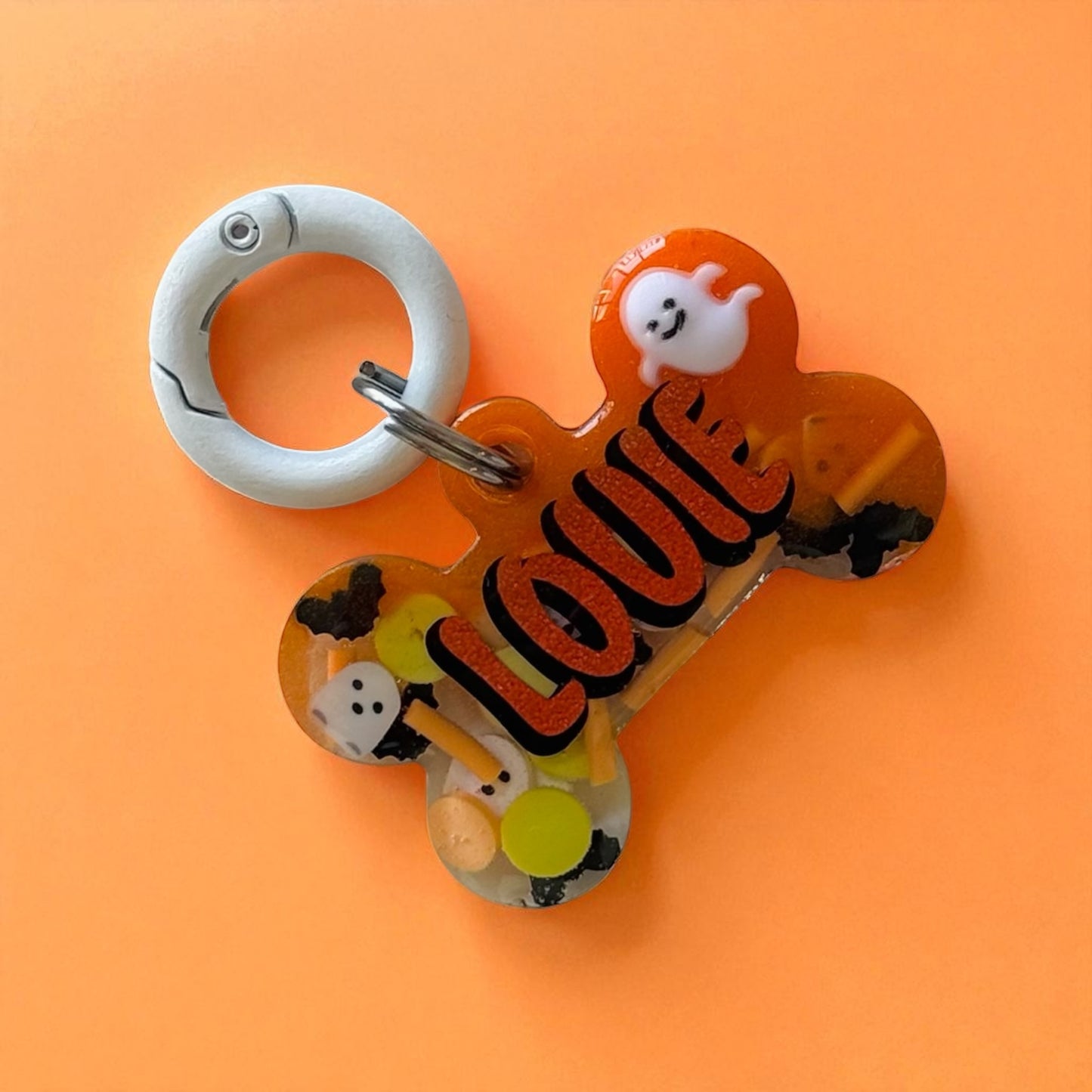 Ghost Scatter Halloween Resin ID Tag