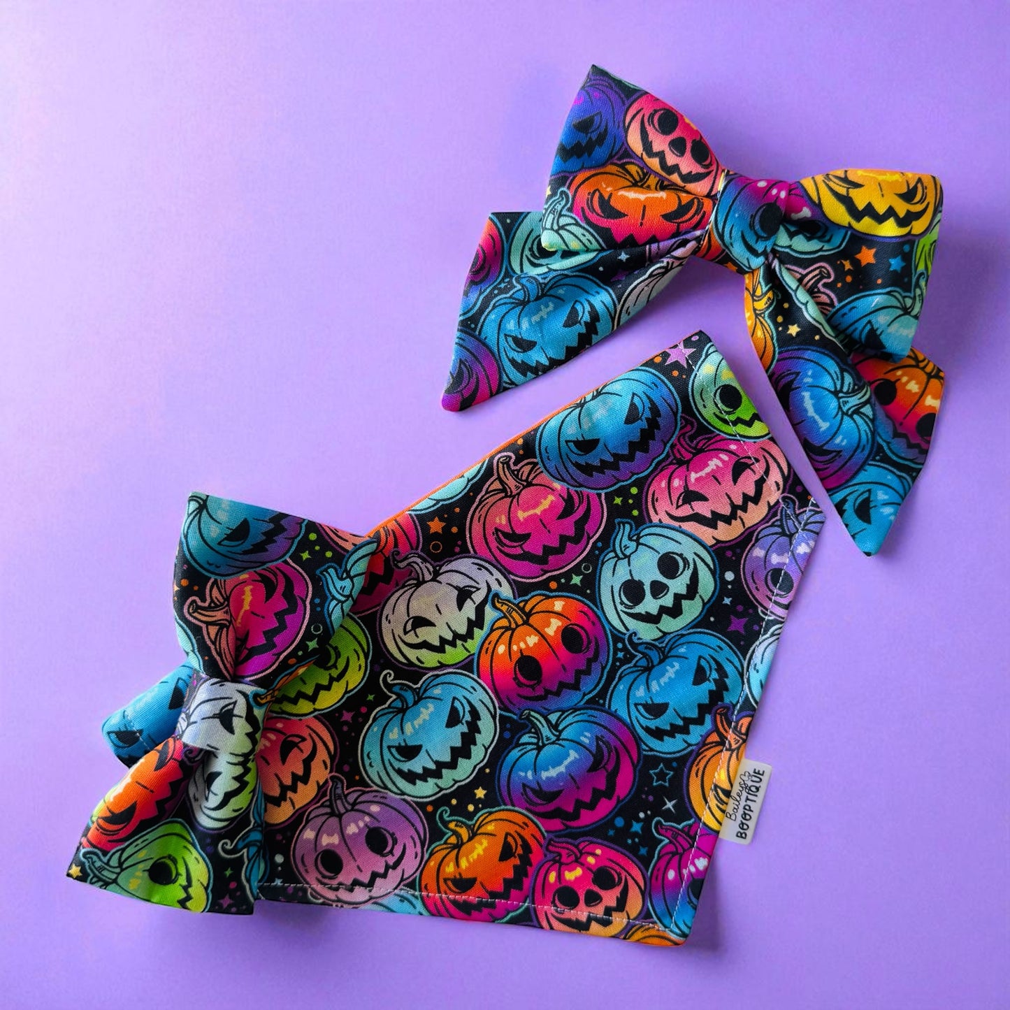 Rainbow Pumpkins Custom Halloween Bandana