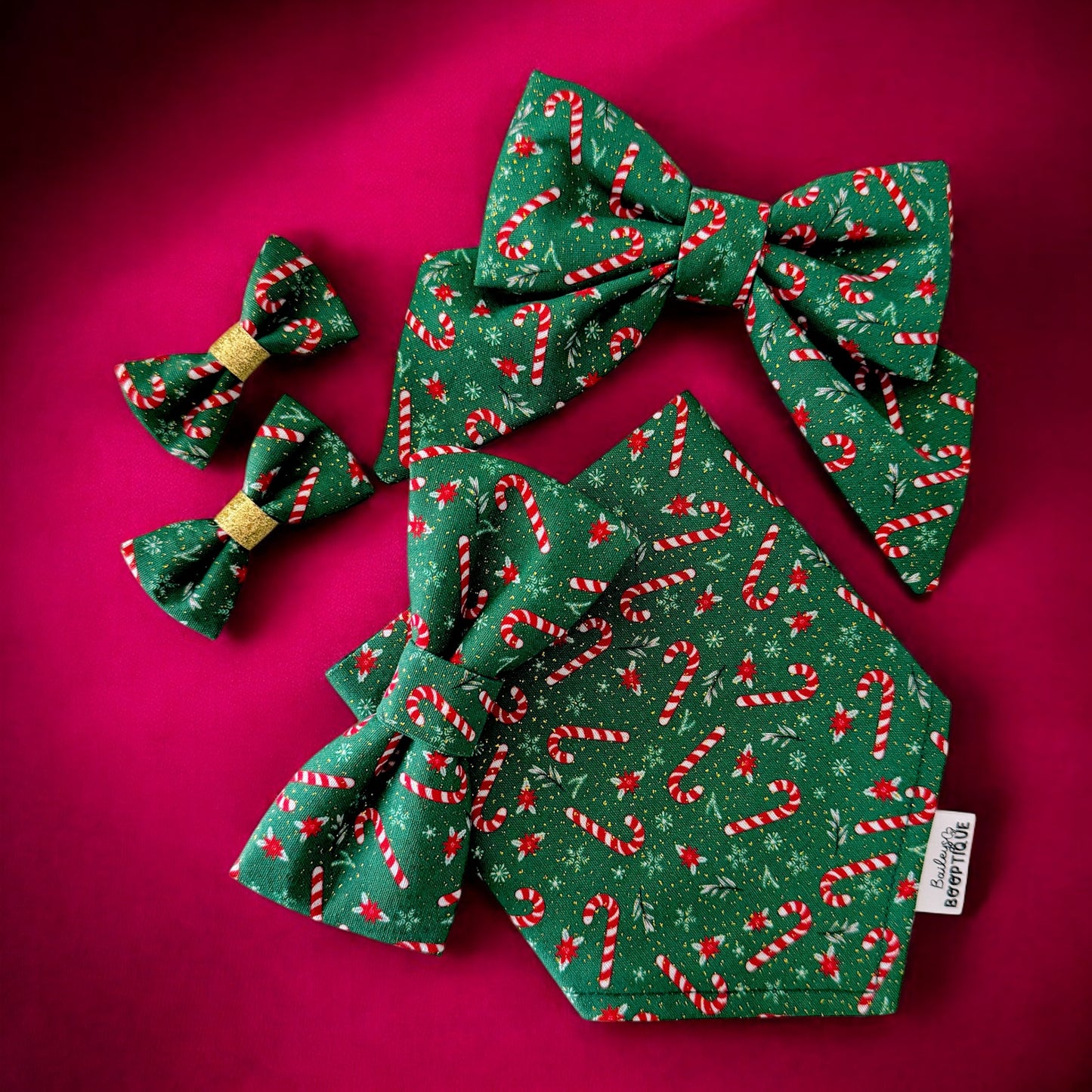 Candy Cane Christmas Mini Hair Bows