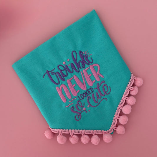 Trouble Never Looked So Cute Embroidered Bandana