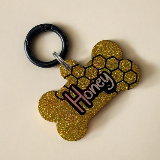 Honeycomb Glitz Bee Pet ID Tag
