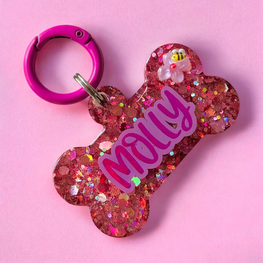 Pink Pollen Bee Pet ID Tag