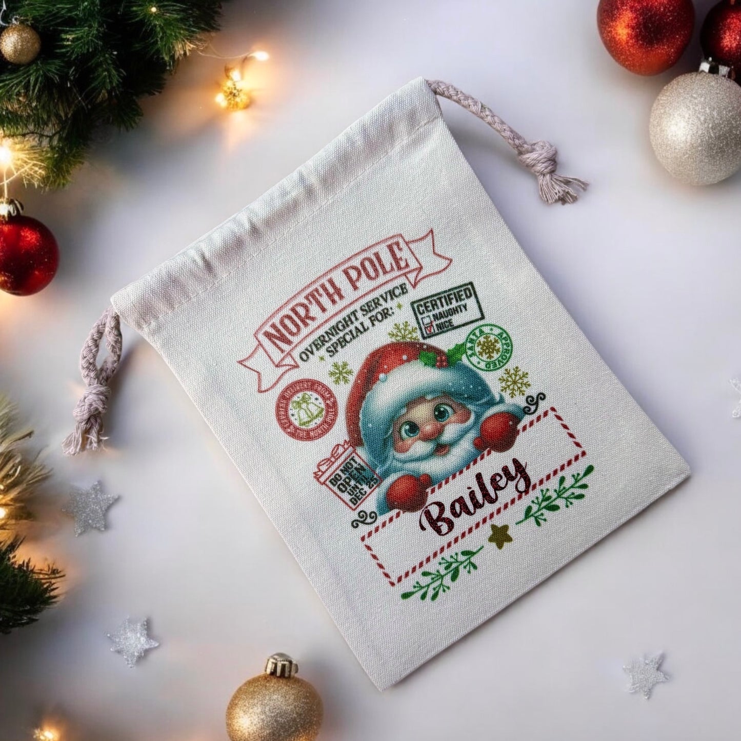 Small Personalised Christmas Santa Sack