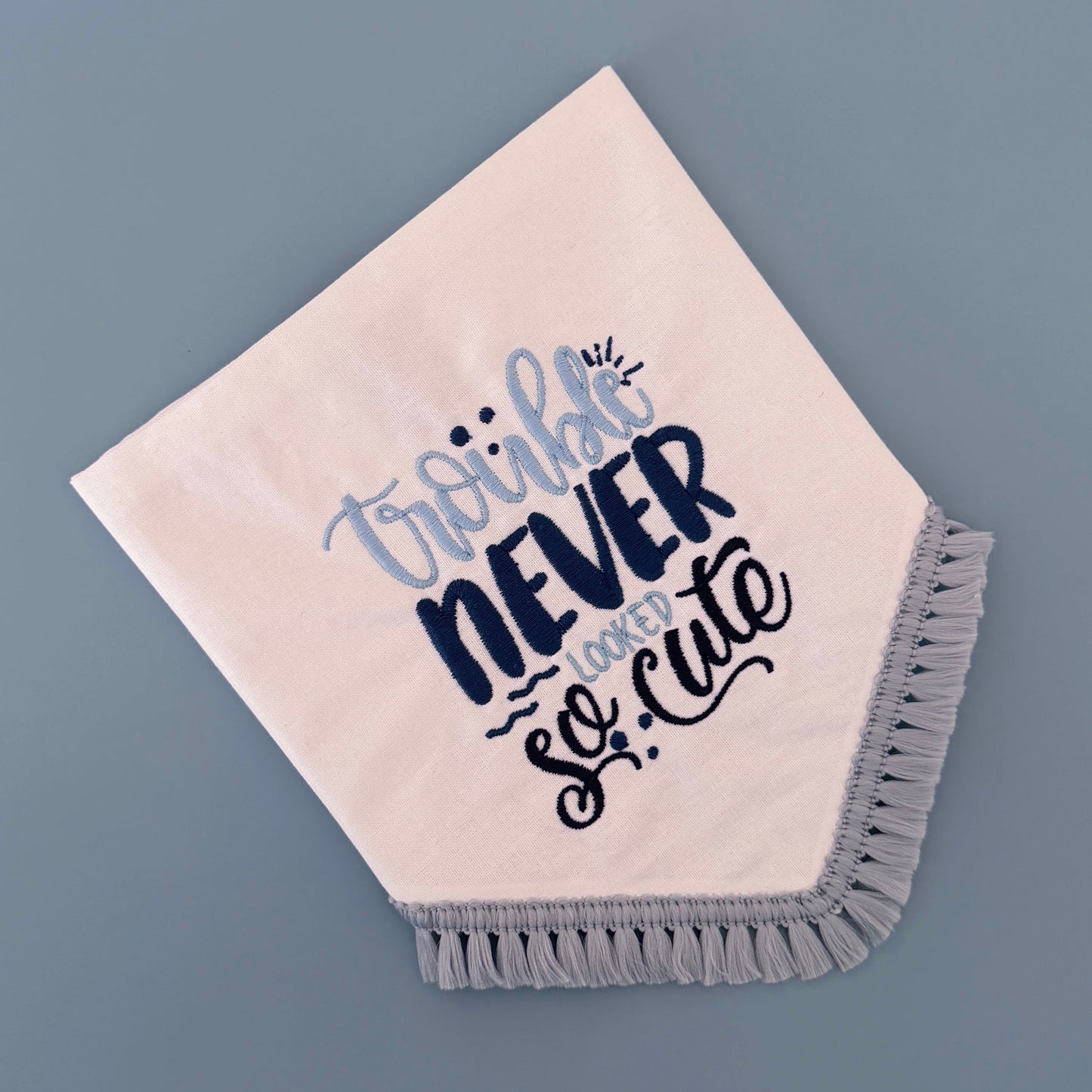Trouble Never Looked So Cute Embroidered Bandana
