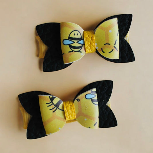 Bumble Bee Mini Hair Bows