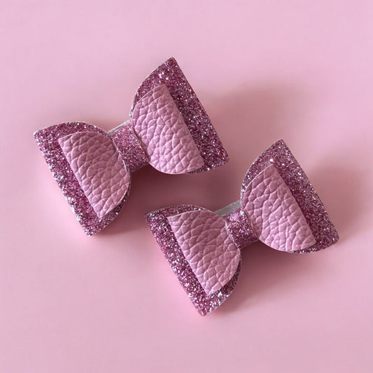 Pink Shimmer Mini Hair Bows