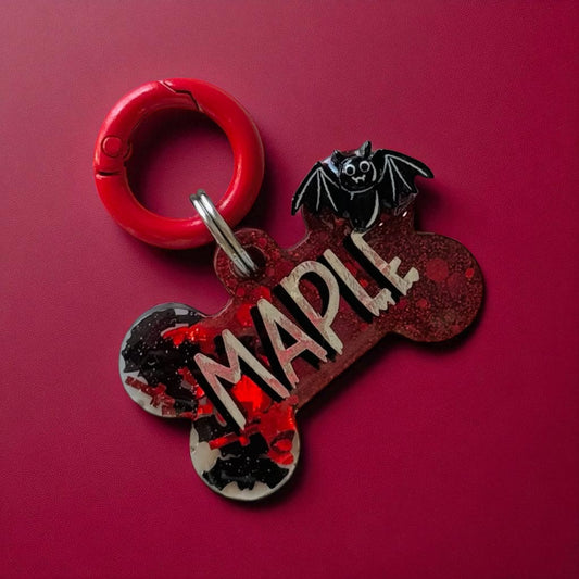 Bat-Tastic Halloween Resin ID Tag