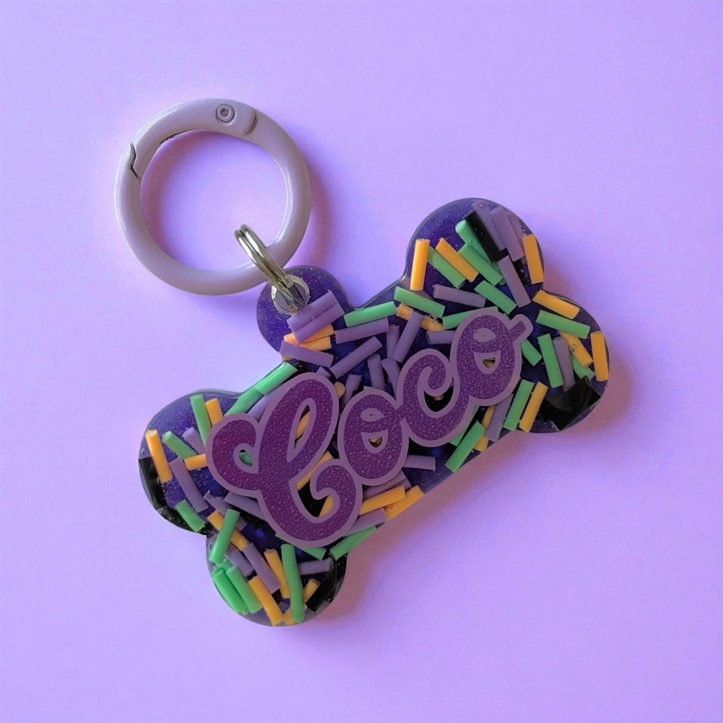 Creepy Confetti Halloween Resin ID Tag