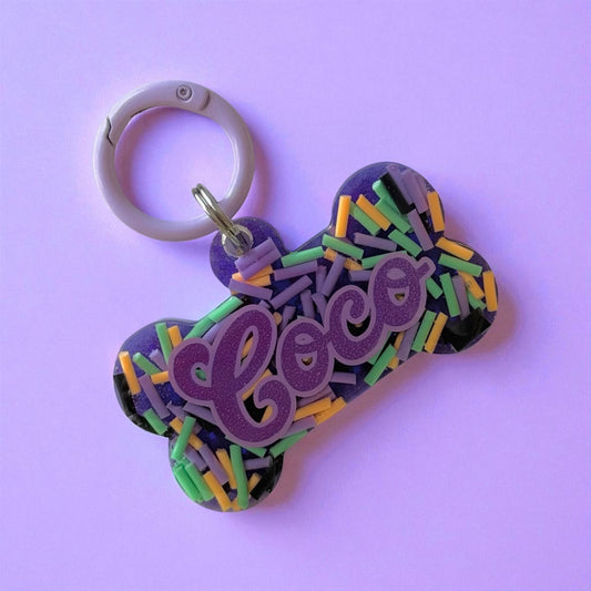 Creepy Confetti Halloween Resin ID Tag