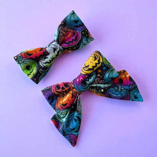 Rainbow Pumpkins Collar Bows