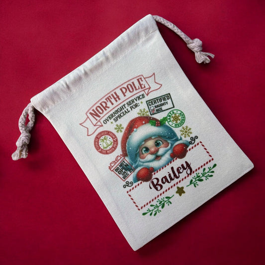 Small Personalised Christmas Santa Sack