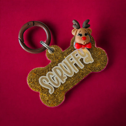 Christmas Reindeer Resin ID Tag