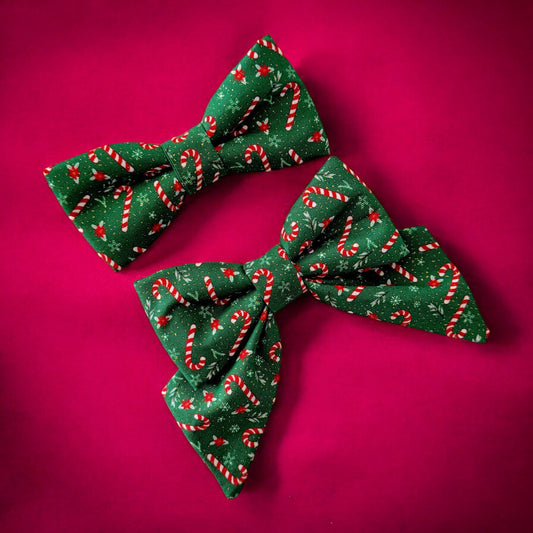 Candy Cane Christmas Collar Bows