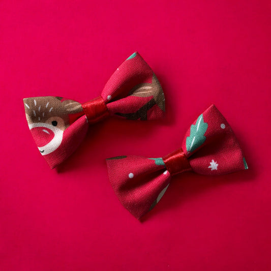 Rudolf Reindeer Mini Hair Bows