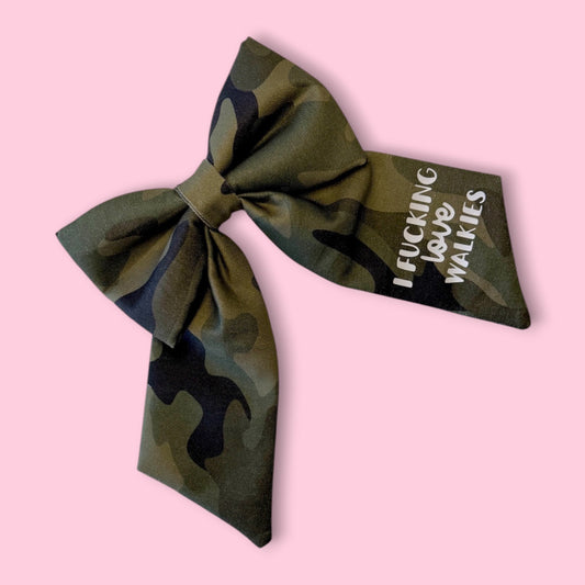 I Fucking Love Walkies Collar Bow